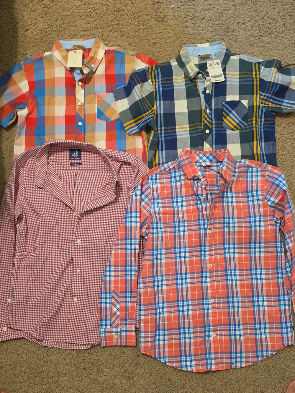 Kids Plaid Button-Up Shirt - Orange & Blue